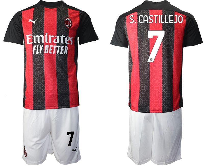 Men 2020-2021 club AC milan home #7 red Soccer Jerseys1